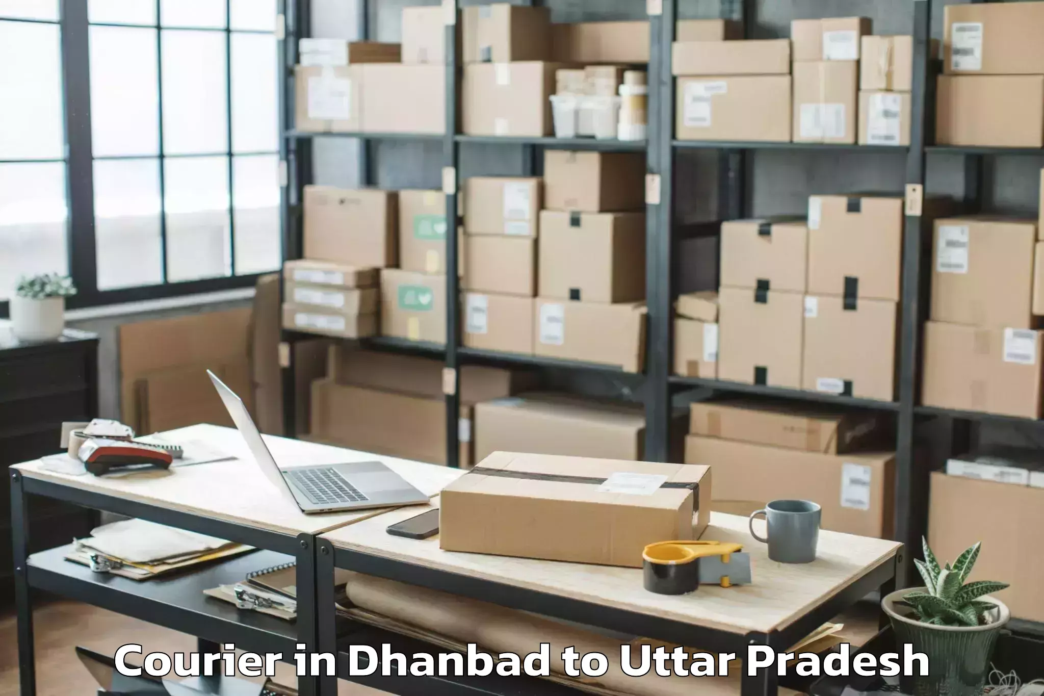 Easy Dhanbad to Nighasan Courier Booking